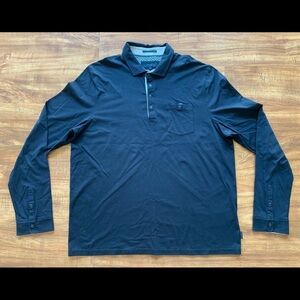 TED BAKER Mens Snap Button Long Sleeve Navy Blue Logo Top Shirt Sweater Sz 7 3XL